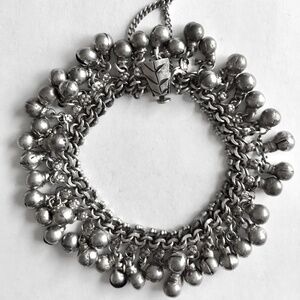 VINTAGE Silver Indian Bell Bracelet / Anklet. German Silver or Sterling Plate.